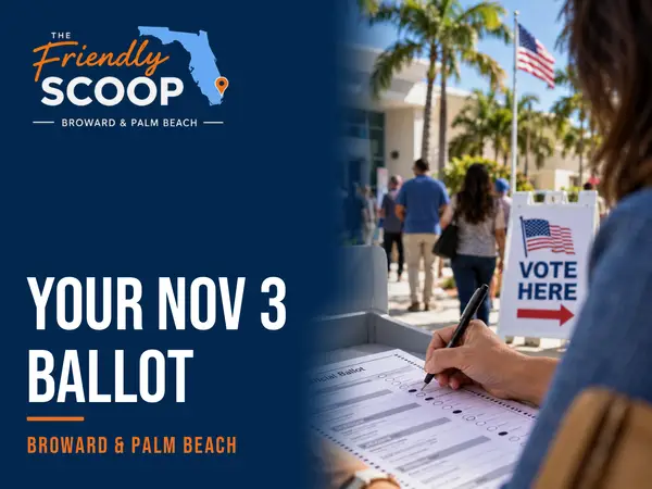 Ballot guide cover for the November 3, 2026 election in Broward and Palm Beach counties