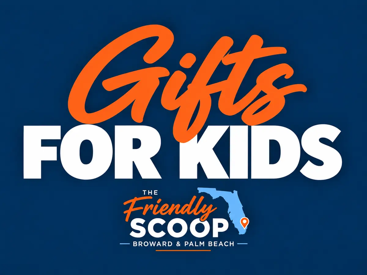 Gifts for Kids cover with The Friendly Scoop Broward & Palm Beach branding